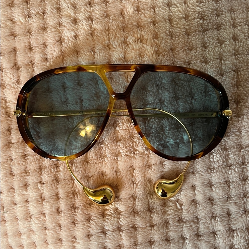 Bottega Veneta Tortoise Shell Sunglasses with Gold Accents